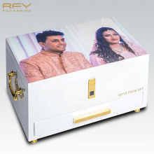 Wholesale MDF Wood lacquer jewellery storage case luxury gift wooden jewelry box with lock with video screen LCD